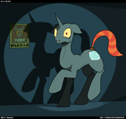 Size: 1266x1195 | Tagged: safe, artist:droll3, pony, unicorn, abe, crossover, oddworld, ponified, wanted poster