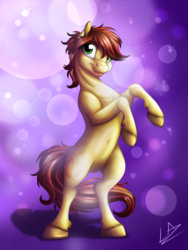Size: 3000x4000 | Tagged: safe, artist:lupiarts, oc, oc only, oc:canni soda, earth pony, pony, galacon, female, high res, mare, mascot, rearing, signature, solo