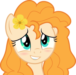 Size: 3040x3000 | Tagged: safe, artist:aqua-pony, pear butter, earth pony, pony, g4, the perfect pear, female, flower, flower in hair, high res, mare, simple background, smiling, solo, transparent background, vector