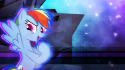 Size: 3840x2160 | Tagged: safe, artist:cloudy glow, artist:game-beatx14, edit, rainbow dash, pegasus, pony, g4, female, high res, looking at you, solo, wallpaper, wallpaper edit
