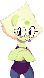 Size: 731x1280 | Tagged: safe, artist:ketticat55, earth pony, gem (race), gem pony, pony, bipedal, female, gem, mare, peridot, peridot (steven universe), ponified, simple background, solo, steven universe, tongue out, white background