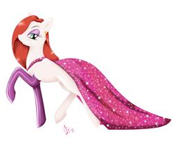 Size: 1524x1283 | Tagged: safe, artist:axelsmile, pony, clothes, dress, female, jessica rabbit, ponified, simple background, solo, white background, who framed roger rabbit