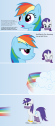 Size: 4096x9312 | Tagged: safe, artist:parclytaxel, rainbow dash, rarity, genie, pegasus, pony, unicorn, ain't never had friends like us, ask generous genie rarity, g4, .svg available, :o, :s, absurd resolution, alternate hairstyle, and then there's rarity, armband, ask, blushing, comic, dust cloud, female, forced makeover, gem, gradient background, headband, irony, leg brace, makeover, mane swap, mare, open mouth, rainbow trail, revenge, tumblr, vector, veil, wavy mouth, wide eyes