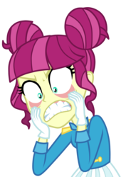 Size: 1240x1748 | Tagged: safe, artist:mixiepie, majorette, sweeten sour, equestria girls, g4, my little pony equestria girls: friendship games, angry, background human, clothes, commission, eyelid pull, female, gritted teeth, hair bun, simple background, solo, transparent background, vector