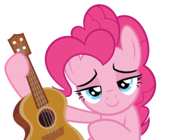 Size: 4160x3359 | Tagged: safe, artist:vanchees, derpibooru exclusive, pinkie pie, pony, g4, honest apple, female, guitar, high res, musical instrument, simple background, solo, transparent background, ukulele, vector