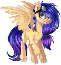 Size: 1644x1760 | Tagged: safe, artist:mp-printer, oc, oc only, pegasus, pony, female, goggles, mare, pegasus oc, piercing, simple background, solo, transparent background