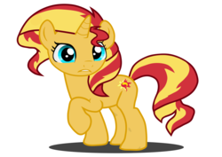 Size: 9294x6572 | Tagged: safe, artist:razthor, sunset shimmer, pony, unicorn, g4, absurd resolution, female, raised hoof, simple background, solo, transparent background, vector, wrong aspect ratio, wrong eye color