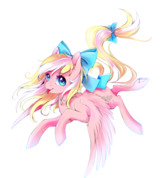 Size: 1135x1252 | Tagged: safe, artist:renaifoxi, oc, oc only, oc:bay breeze, pegasus, pony, :p, bow, cute, female, flying, hair bow, happy, looking at you, mare, simple background, solo, spread wings, tail bow, tongue out, transparent background, wings
