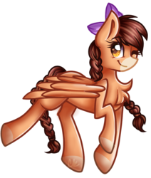 Size: 878x1035 | Tagged: safe, artist:sketchyhowl, oc, oc only, oc:jessica, pegasus, pony, bow, braid, female, hair bow, mare, one eye closed, simple background, solo, transparent background, wink