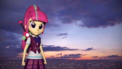 Size: 1920x1080 | Tagged: safe, artist:razethebeast, sour sweet, equestria girls, g4, 3d, clothes, cloud, crystal prep academy uniform, female, looking at you, outdoors, school uniform, serious, serious face, sky, solo, source filmmaker, sword, weapon