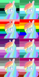 Size: 499x977 | Tagged: safe, artist:mazuuur, rainbow dash, pony, g4, blushing, cute, female, gay pride, gay pride flag, lesbian, lesbian pride flag, pride