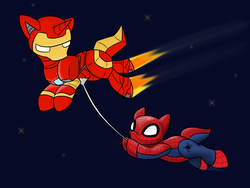 Size: 1024x768 | Tagged: safe, artist:usagi-zakura, pony, iron man, male, ponified, spider-man