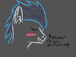 Size: 670x502 | Tagged: safe, artist:eclipse-monsoon, soarin', pony, g4, blushing, dialogue, male, solo