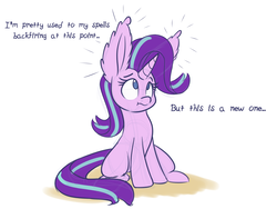 Size: 2000x1500 | Tagged: safe, artist:heir-of-rick, starlight glimmer, pony, unicorn, g4, ama, colored sketch, dialogue, female, impossibly large ears, simple background, sitting, solo, white background