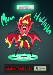 Size: 700x990 | Tagged: safe, artist:bakki, sunset shimmer, equestria girls, g4, 666, armpits, chibi, deviantart, fangs, female, laughing, pentagram, smiling, solo, sunset satan