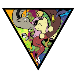 Size: 3104x3000 | Tagged: safe, artist:littletigressda, discord, fluttershy, g4, female, high res, male, ship:discoshy, shipping, straight, triangle