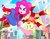 Size: 1000x773 | Tagged: safe, artist:pixelkitties, apple bloom, fluttershy, gummy, pinkie pie, twilight sparkle, alicorn, alligator, earth pony, pegasus, pony, equestria girls, g4, advertisement, billboard, bridleway, cider, crystal mountain pony con, cute, diapinkes, female, implied princess celestia, iron man, iron mare, male, manehattan, mare, marvel, marvel comics, parody, pixelkitties' brilliant autograph media artwork, shyabetes, silly string, spider-man, spider-man: homecoming, superhero, sweet apple acres, twilight sparkle (alicorn), water tower