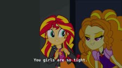 Size: 1665x938 | Tagged: safe, screencap, adagio dazzle, sunset shimmer, equestria girls, g4, my little pony equestria girls: rainbow rocks, out of context, subtitles