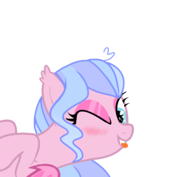 Size: 989x981 | Tagged: safe, artist:cloiepony, oc, oc only, oc:glitzy glam, bat pony, pony, base used, blushing, female, mare, one eye closed, simple background, solo, tongue out, transparent background, wink