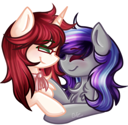 Size: 807x789 | Tagged: safe, artist:sketchyhowl, oc, oc only, oc:sketchy howl, pegasus, pony, unicorn, boop, female, grell sutcliff, mare, noseboop, ponified, simple background, transparent background