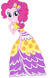 Size: 696x1040 | Tagged: safe, artist:imtailsthefoxfan, pinkie pie, equestria girls, g4, make new friends but keep discord, base used, beautiful, clothes, cute, dress, female, gala dress, grin, happy, simple background, smiling, solo, white background