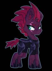 Size: 917x1240 | Tagged: safe, artist:plushy37, tempest shadow, pony, unicorn, g4, my little pony: the movie, armor, black background, broken horn, eye scar, female, horn, mare, scar, simple background, solo