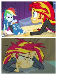 Size: 3106x4096 | Tagged: safe, edit, edited screencap, screencap, rainbow dash, sunset shimmer, equestria girls, g4, my little pony equestria girls, my little pony equestria girls: rainbow rocks, comic, crying, high res, screencap comic