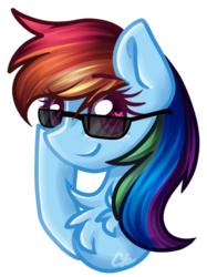 Size: 476x636 | Tagged: safe, artist:sketchyhowl, rainbow dash, pony, g4, bust, chest fluff, female, heart eyes, portrait, simple background, solo, sunglasses, transparent background, wingding eyes