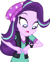 Size: 3000x3727 | Tagged: safe, artist:aqua-pony, starlight glimmer, equestria girls, equestria girls specials, g4, my little pony equestria girls: mirror magic, beanie, clothes, female, hat, high res, shirt, simple background, solo, transparent background, vector, vest, watch