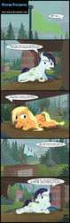 Size: 2257x7109 | Tagged: safe, artist:toxic-mario, applejack, coloratura, earth pony, pony, g4, absurd resolution, barrel, camp, camp friendship, comic, female, filly, filly applejack, filly coloratura, flag, mist, mud, muddy, rain, tree, wet, wet mane, younger