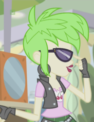 Size: 491x637 | Tagged: safe, screencap, cherry crash, equestria girls, equestria girls specials, g4, my little pony equestria girls: mirror magic, clothes, cropped, female, fingerless gloves, gloves, solo, sunglasses