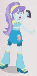 Size: 227x464 | Tagged: safe, screencap, aqua blossom, equestria girls, equestria girls specials, g4, my little pony equestria girls: mirror magic, background human, cellphone, cropped, female, phone, solo