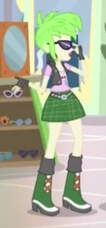 Size: 170x363 | Tagged: safe, screencap, cherry crash, equestria girls, equestria girls specials, g4, my little pony equestria girls: mirror magic, clothes, cropped, female, miniskirt, skirt, solo, sunglasses