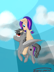 Size: 3000x4000 | Tagged: safe, artist:trigger_movies, oc, oc only, oc:trigger blow, pony, flying, sky