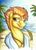 Size: 2461x3389 | Tagged: safe, artist:lupiarts, spitfire, pegasus, pony, g4, beach, female, hay, high res, looking at you, mare, necklace, ocean, palm tree, sand, shark teeth, solo, towel, traditional art, tree