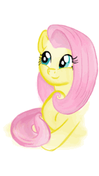 Size: 640x1136 | Tagged: safe, artist:mlp-princesstwi, fluttershy, pegasus, pony, g4, animated, blinking, bust, cute, female, gif, hoof on chest, looking away, looking up, mare, portrait, shyabetes, simple background, smiling, solo, white background