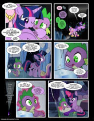 Size: 1275x1650 | Tagged: safe, artist:dsana, princess cadance, spike, twilight sparkle, alicorn, dragon, pony, comic:the shadow shard, g4, comic, magic, twilight sparkle (alicorn)