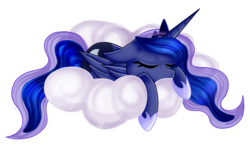 Size: 1189x711 | Tagged: safe, artist:artsystuffmlp, artist:sketchyhowl, princess luna, pony, g4, cloud, female, prone, simple background, sleeping, solo, transparent background