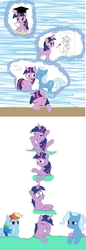 Size: 600x1748 | Tagged: safe, artist:merejump, rainbow dash, trixie, twilight sparkle, pony, unicorn, g4, dream, female, lesbian, mare, ship:twixie, shipping