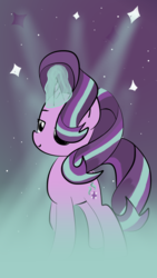 Size: 1080x1920 | Tagged: safe, artist:andromedasparkz, starlight glimmer, pony, unicorn, g4, female, glowing horn, horn, mare, raised hoof, solo, stars