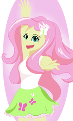 Size: 3000x5000 | Tagged: safe, artist:toughbluff, fluttershy, equestria girls, g4, dancing, female, happy, high res, open mouth, simple background, solo