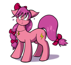 Size: 2788x2533 | Tagged: safe, artist:virmir, oc, oc only, oc:pink destiny, earth pony, pony, bow, female, hair bow, high res, mare, simple background, solo, tail bow, transparent background