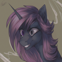 Size: 1000x1000 | Tagged: safe, artist:orfartina, oc, oc only, pony, unicorn, bust, female, heterochromia, mare, portrait, solo