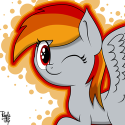 Size: 1600x1600 | Tagged: safe, artist:php142, oc, oc only, oc:tridashie, pegasus, pony, cute, female, looking at you, one eye closed, solo, spread wings, wings, wink