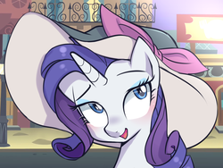 Size: 1024x768 | Tagged: safe, artist:haden-2375, rarity, pony, unicorn, g4, female, hat, mare, smiling, solo