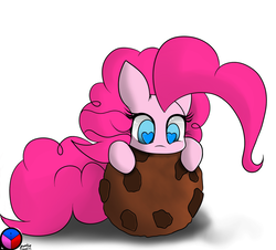 Size: 1024x926 | Tagged: safe, artist:genericmlp, pinkie pie, earth pony, pony, g4, cookie, cute, diapinkes, female, food, heart eyes, micro, nom, simple background, solo, white background, wingding eyes