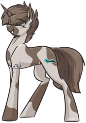 Size: 1356x1935 | Tagged: safe, artist:lrusu, oc, oc only, oc:inky feather, pony, unicorn, coat markings, eyes closed, female, mare, pinto, simple background, smiling, solo, transparent background