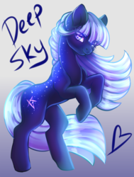 Size: 800x1059 | Tagged: safe, artist:cabbage-arts, oc, oc only, oc:deep sky, earth pony, pony, commissioner:prettyshinegp, earth pony oc, female, rearing, solo