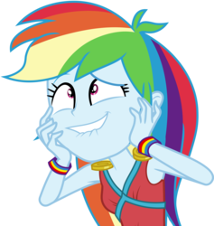 Size: 7926x8365 | Tagged: safe, artist:pink1ejack, rainbow dash, equestria girls, equestria girls specials, g4, my little pony equestria girls: movie magic, absurd resolution, clothes, faic, fangirl, fangirling, female, lip bite, rainbow dash is best facemaker, simple background, solo, transparent background, vector, wristband