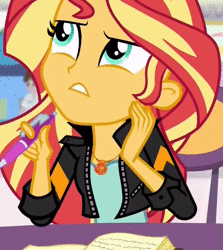 Size: 964x1080 | Tagged: safe, screencap, sunset shimmer, equestria girls, equestria girls specials, g4, my little pony equestria girls: mirror magic, animated, expressions, female, no sound, solo, webm